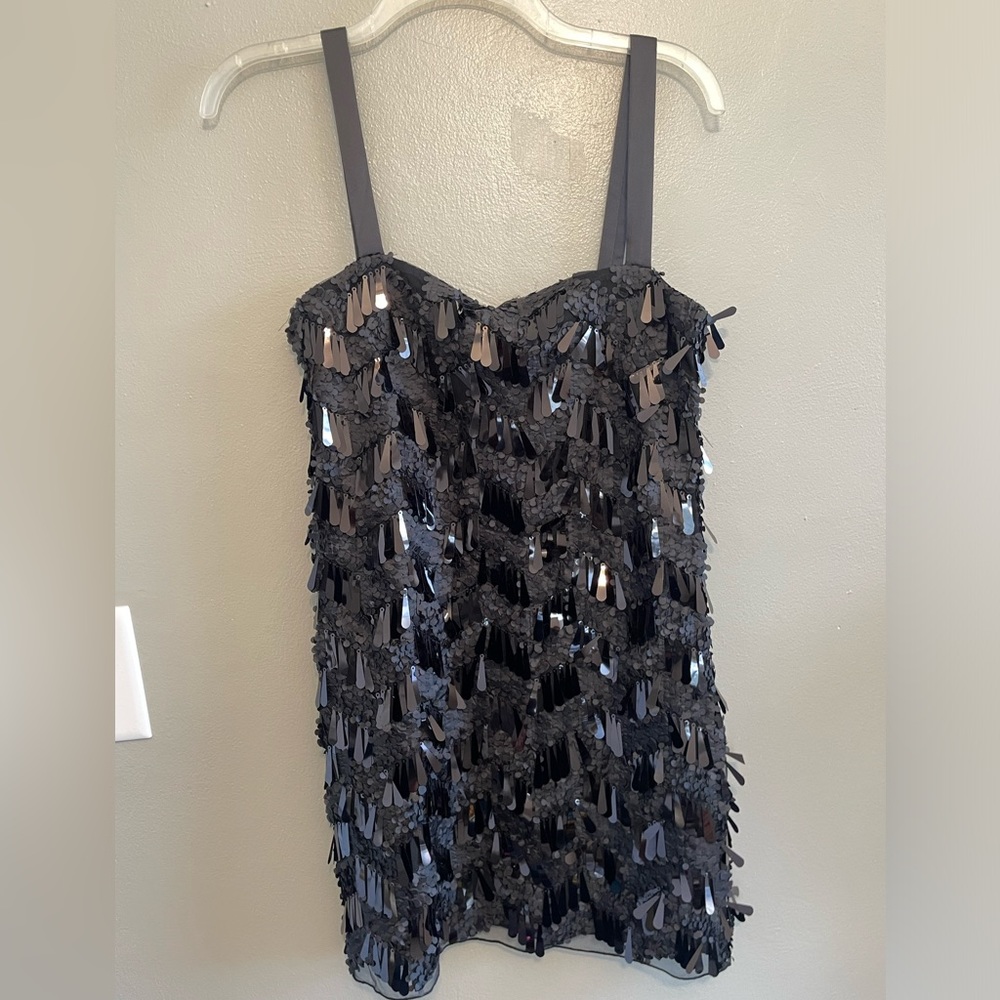Zara New Woman Sequin Mini Black Dress Party Cocktail New